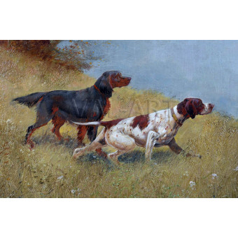 РЕПРОДУКЦИИ НА КАРТИНИ Пойнтер и сетер дебнещи фазан (1879)